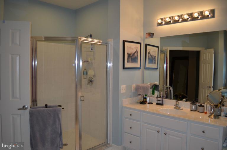10850 Nemrod Road Perry Hall, MD 21128 - Photo 8 of 25 a bathroom with a double vanity sink mirror and shower