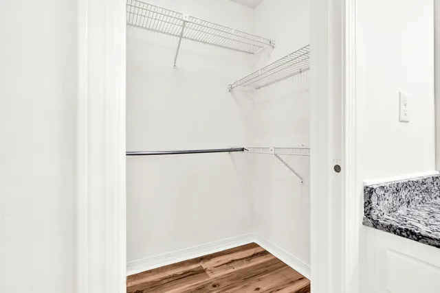 a view of small space with racks on the wall