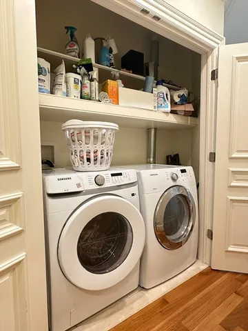 a utility room with dryer and washer
