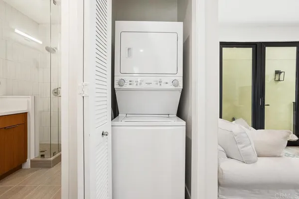 a balcony with view of the shower