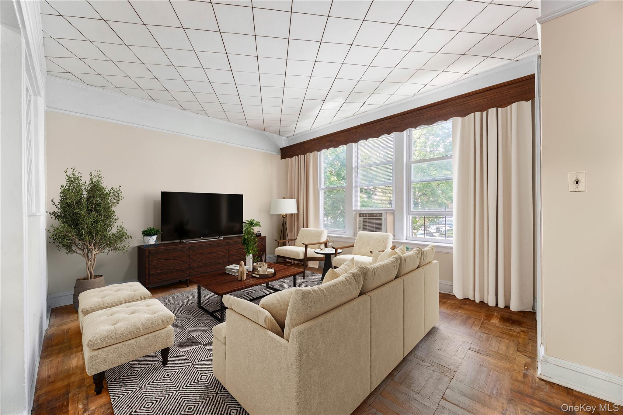 37-07 20th Road Queens, NY 11105 - Photo 7 of 24 a living room with furniture and a flat screen tv