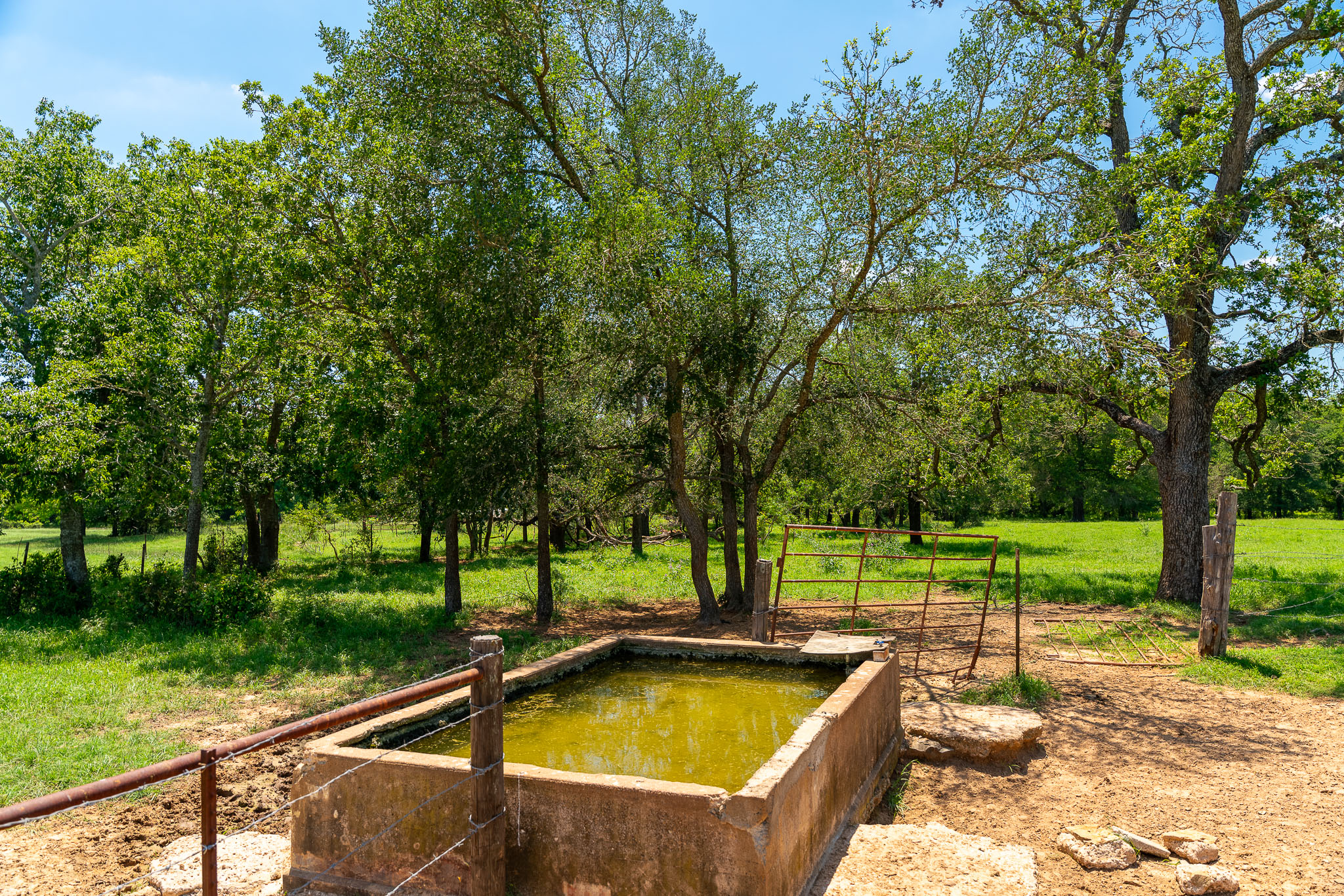 400 619th Spur Elgin, TX 78621 - Photo 39 of 40 Green pastures and mature trees envelop this pastoral acreage, complete with a rustic watering trough.