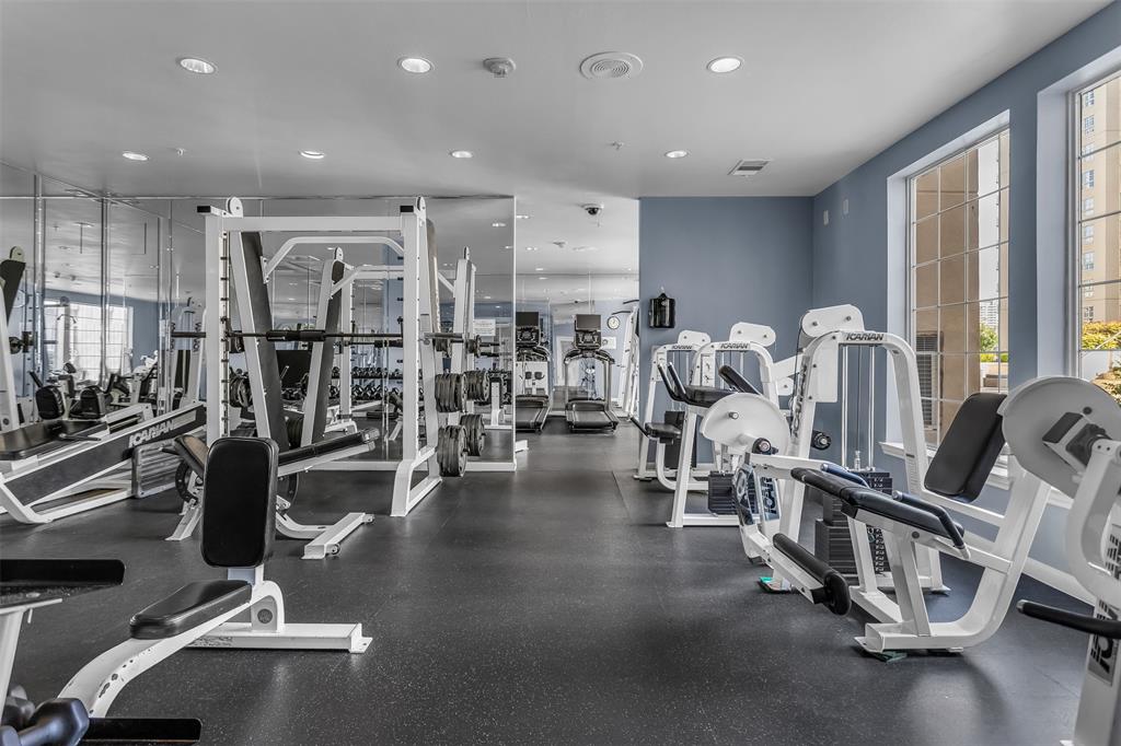 3225 Turtle Creek Boulevard, Unit 10 Dallas, TX 75219 - Photo 35 of 38 Gym with recessed lighting