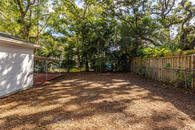 a view of backyard with tree