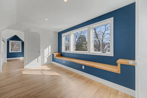 a view of wooden floor and living room