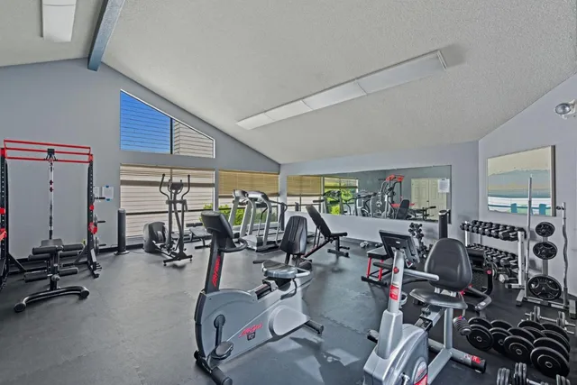 a view of a room with gym equipment