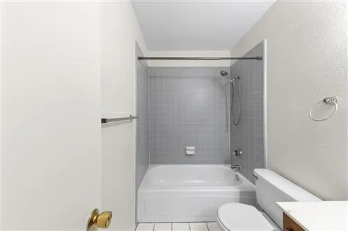 a bathroom with a toilet and a bathtub