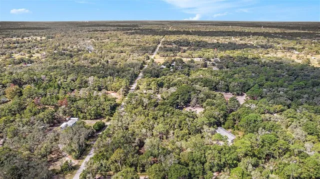 an aerial view of residential building and green space