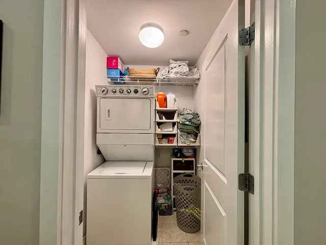 a storage room with washer and dryer