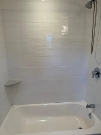 a bathroom with a bathtub