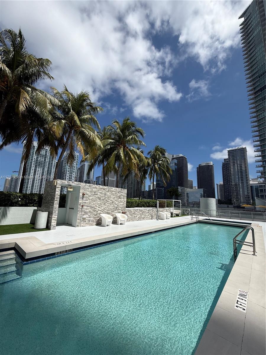 90 Southwest 3rd Street, Unit 3601 Miami, FL 33130 - Photo 33 of 49 a view of a swimming pool with a garden