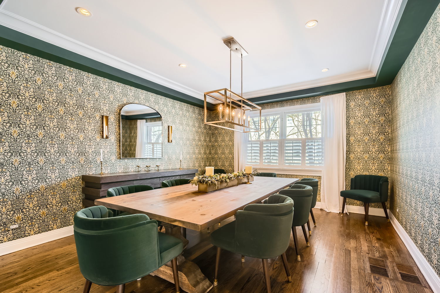 83 North Cowley Road Riverside, IL 60546 - Photo 7 of 36 a dining room with furniture a chandelier and wooden floor