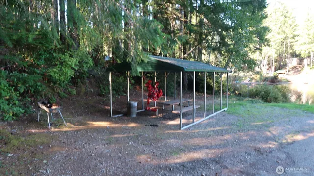 a view of a park with slide