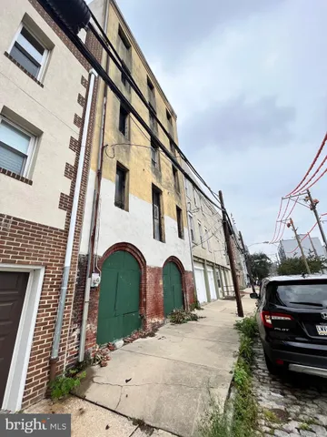 a view of a balcony with door