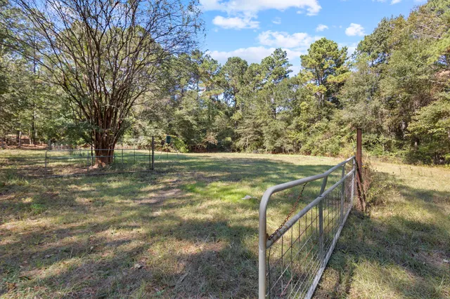 a backyard of a house with lots of green space
