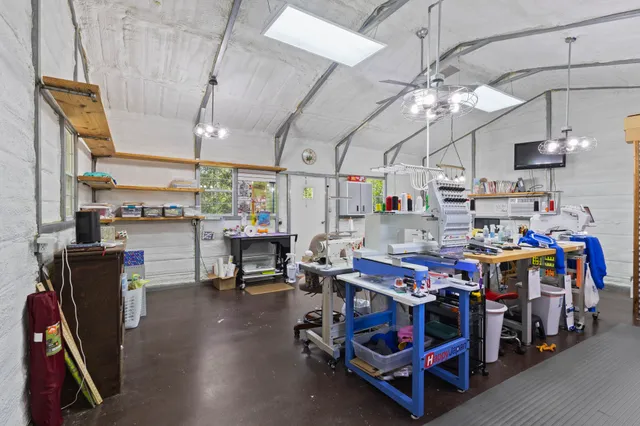 a view of an outdoor space and a mountain view in back