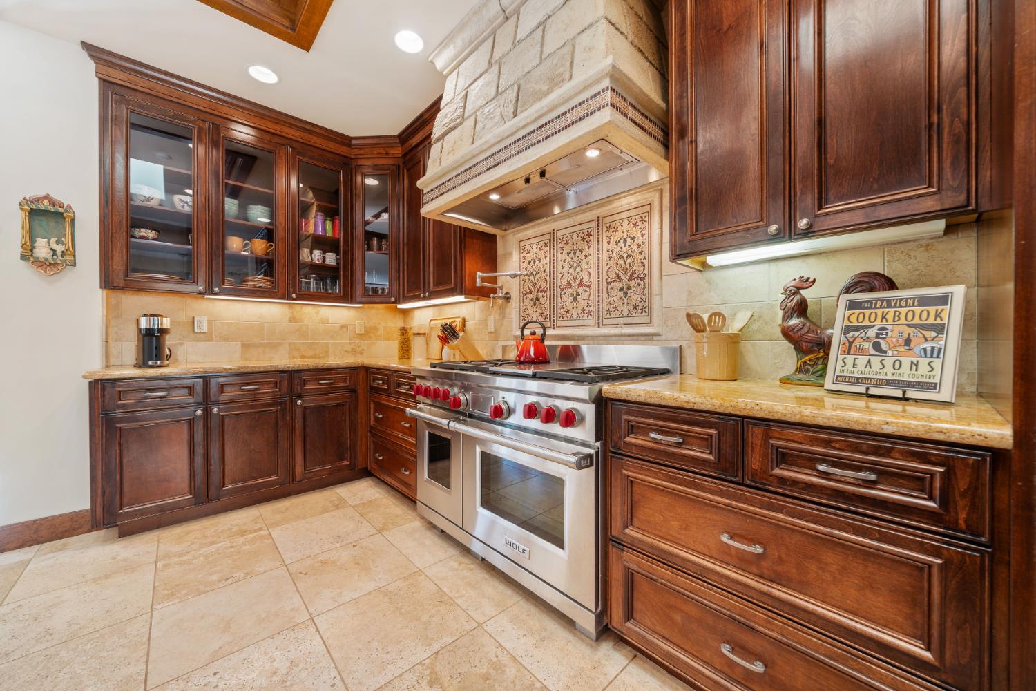 4581 Highway 4 Murphys, CA 95247 - Photo 19 of 65 a kitchen with stainless steel appliances granite countertop a stove and a sink