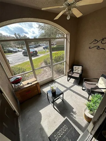 a living room with a couch and a table