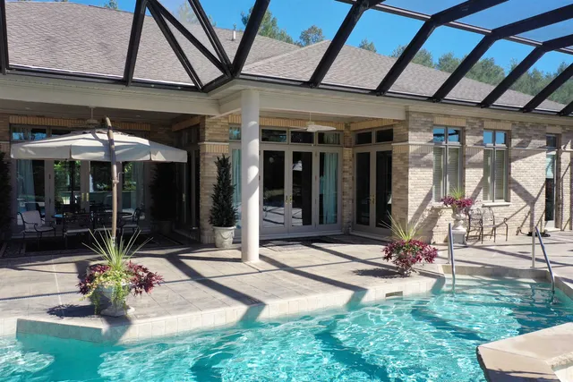 a view of a lake with a yard