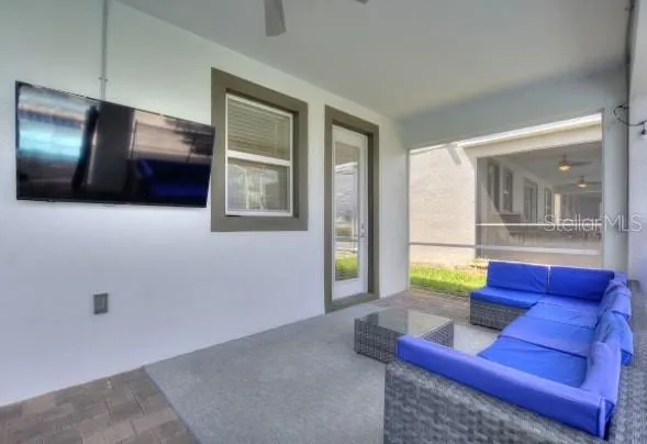 a living room with furniture