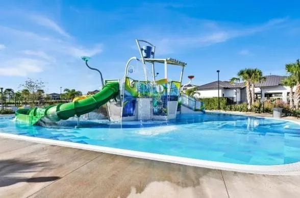 a swimming pool with outdoor space
