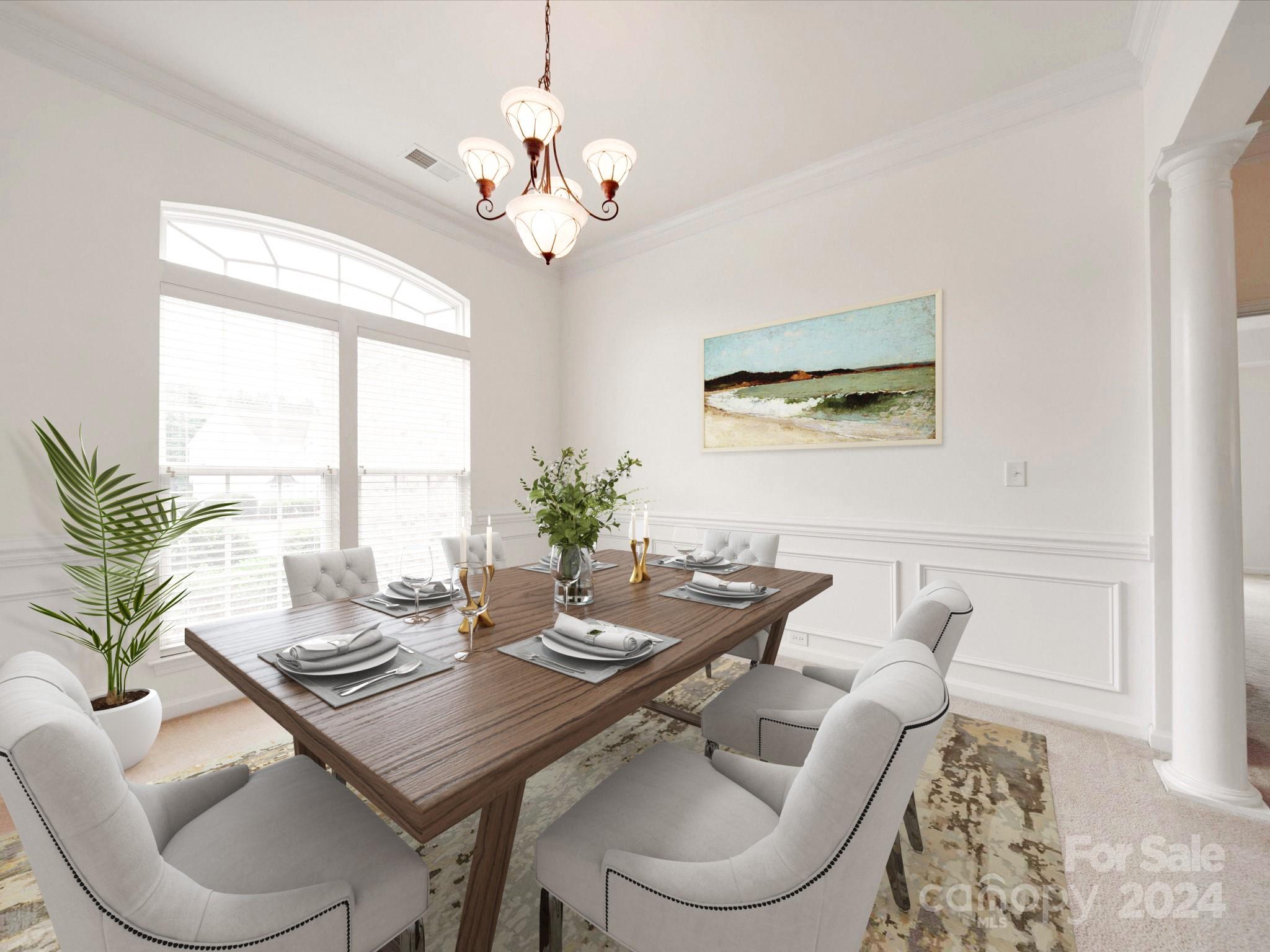 1004 Spanish Moss Road Indian Trail, NC 28079 - Photo 25 of 25 a view of a dining room with furniture a chandelier and wooden floor