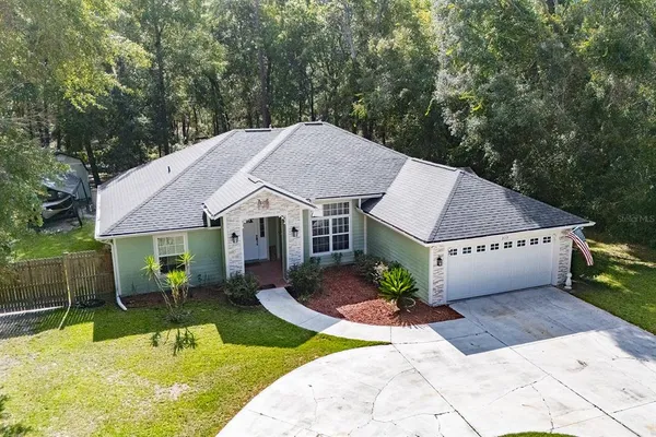 a view of outdoor space yard and garage