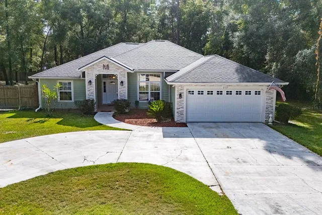 a view of outdoor space yard and garage