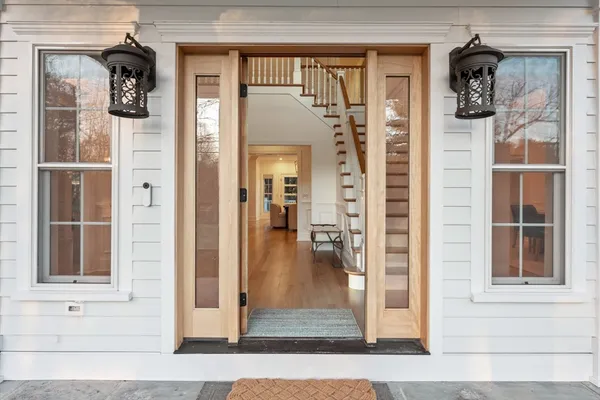 a view of a entryway front of a house