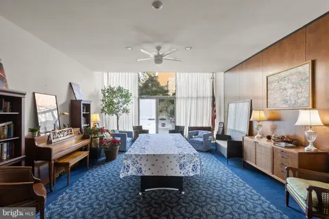 a front view of a building with a street