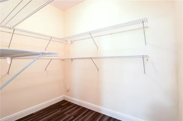 a view of a room with racks on the wall
