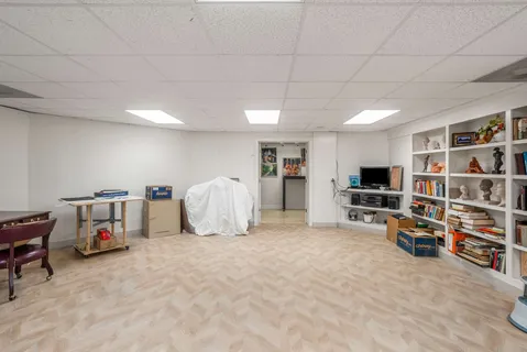 a view of a backyard with a slide