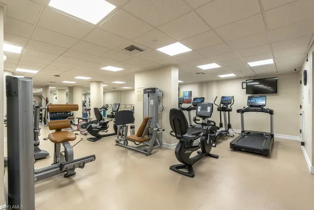 a view of a room with gym equipment