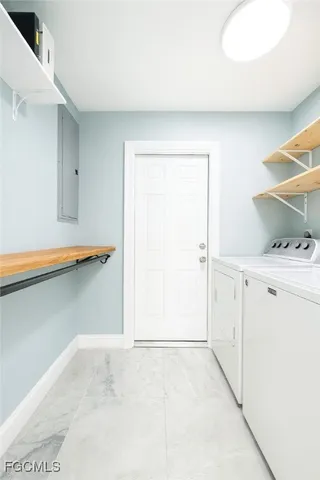 a view of a swimming pool with a glass door