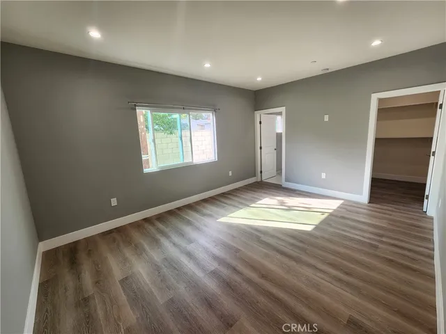 a view of an empty walk in closet