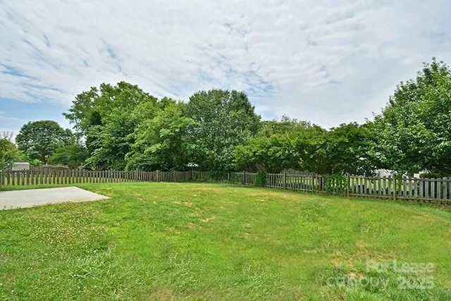 a view of a field of grass and trees