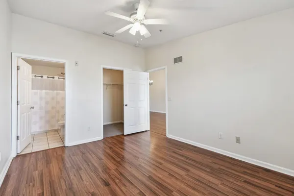 a view of a room with racks on the wall