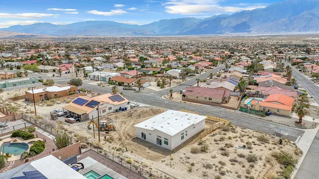 a city view with tall buildings