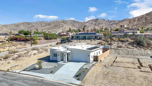 a view of a terrace with a fireplace
