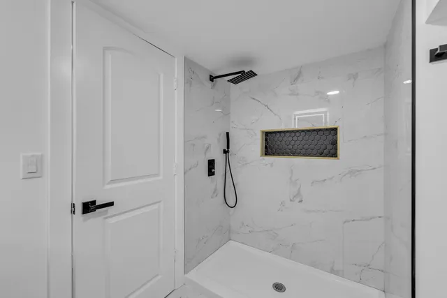 a bathroom with a shower