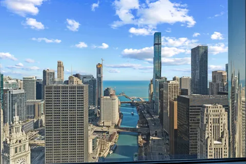 a view of a city with tall buildings