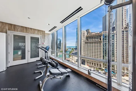 a large white room with large window