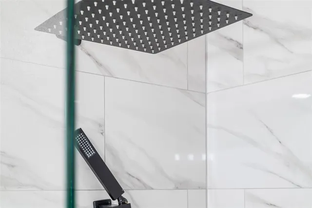 a bathroom with a bathtub