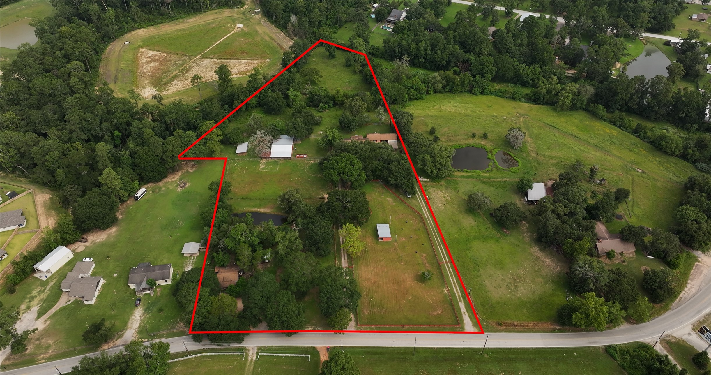 an aerial view of a house