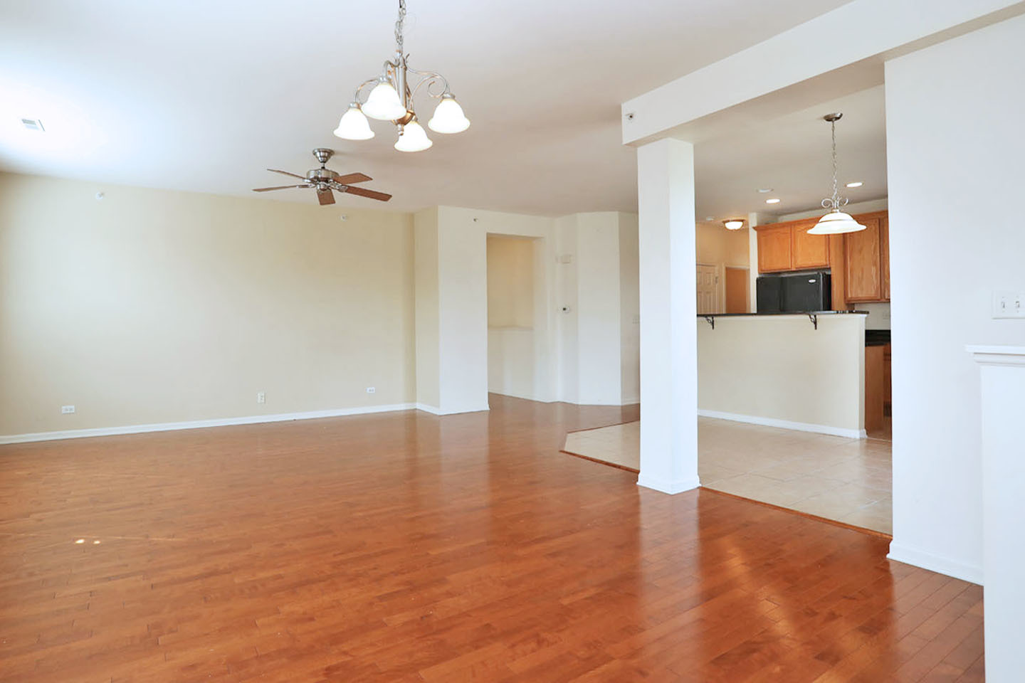 1359 Scarboro Road Schaumburg, IL 60193 - Photo 4 of 21 a view of a room with a chandelier fan and wooden floor
