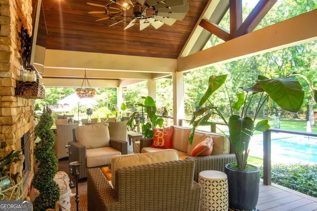 an aerial view of a house