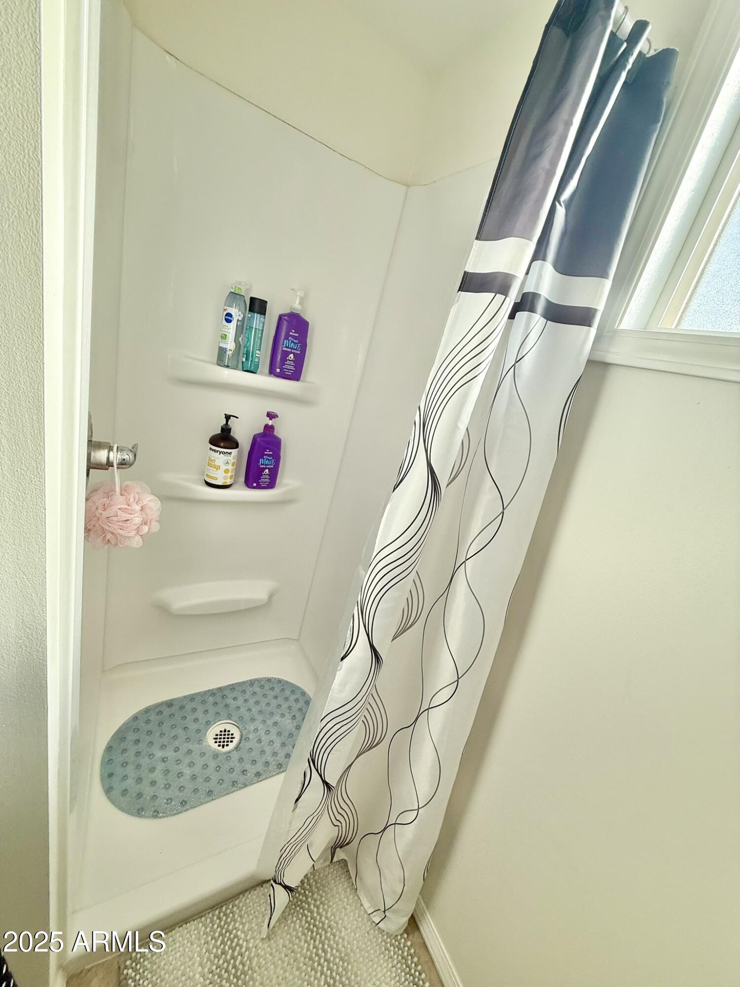 8865 East Baseline Road, Unit 1643 Mesa, AZ 85209 - Photo 20 of 44 a bathroom with a sink and a shower curtain