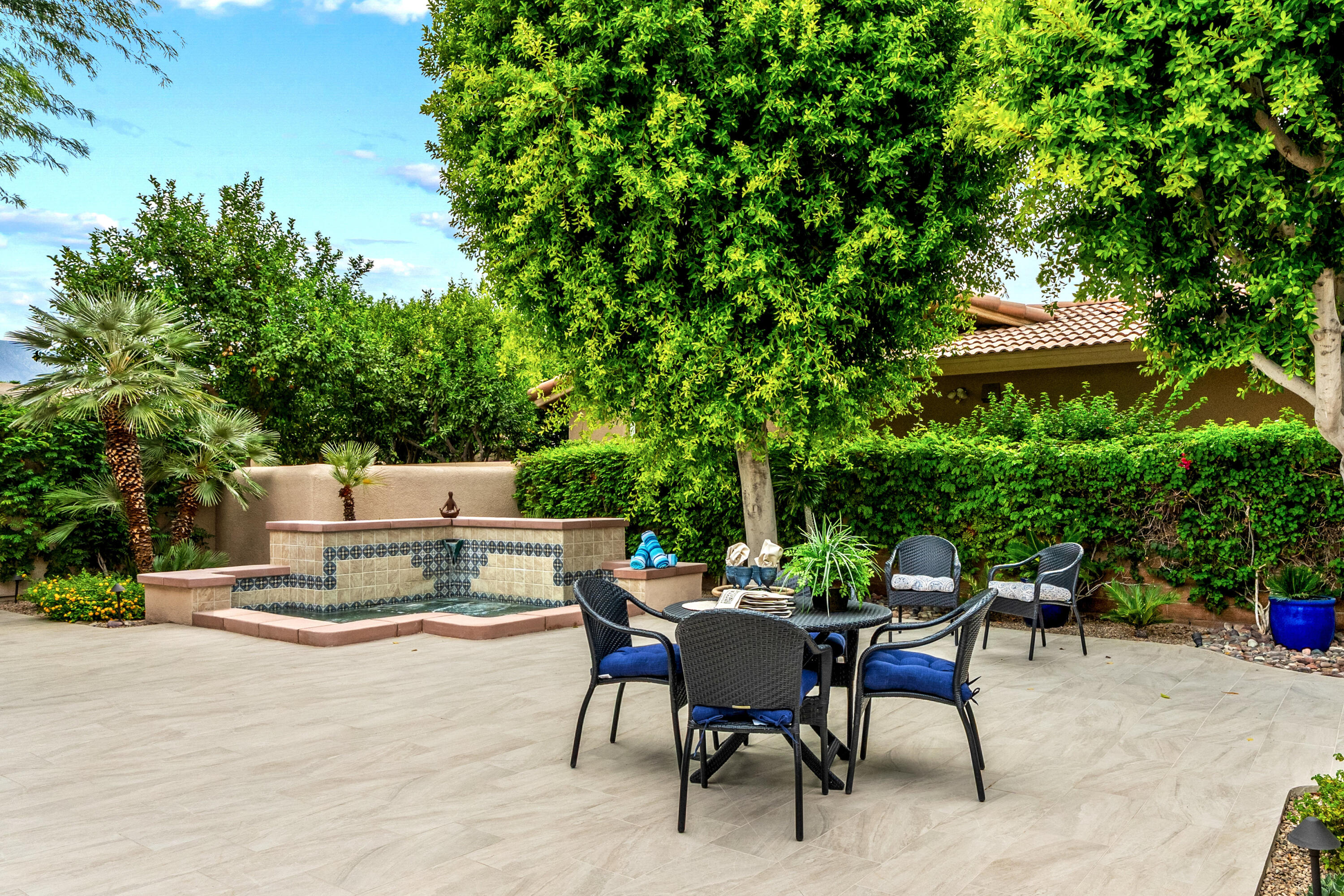 78900 Rio Seco La Quinta, CA 92253 - Photo 36 of 48 a view of backyard with seating and green space