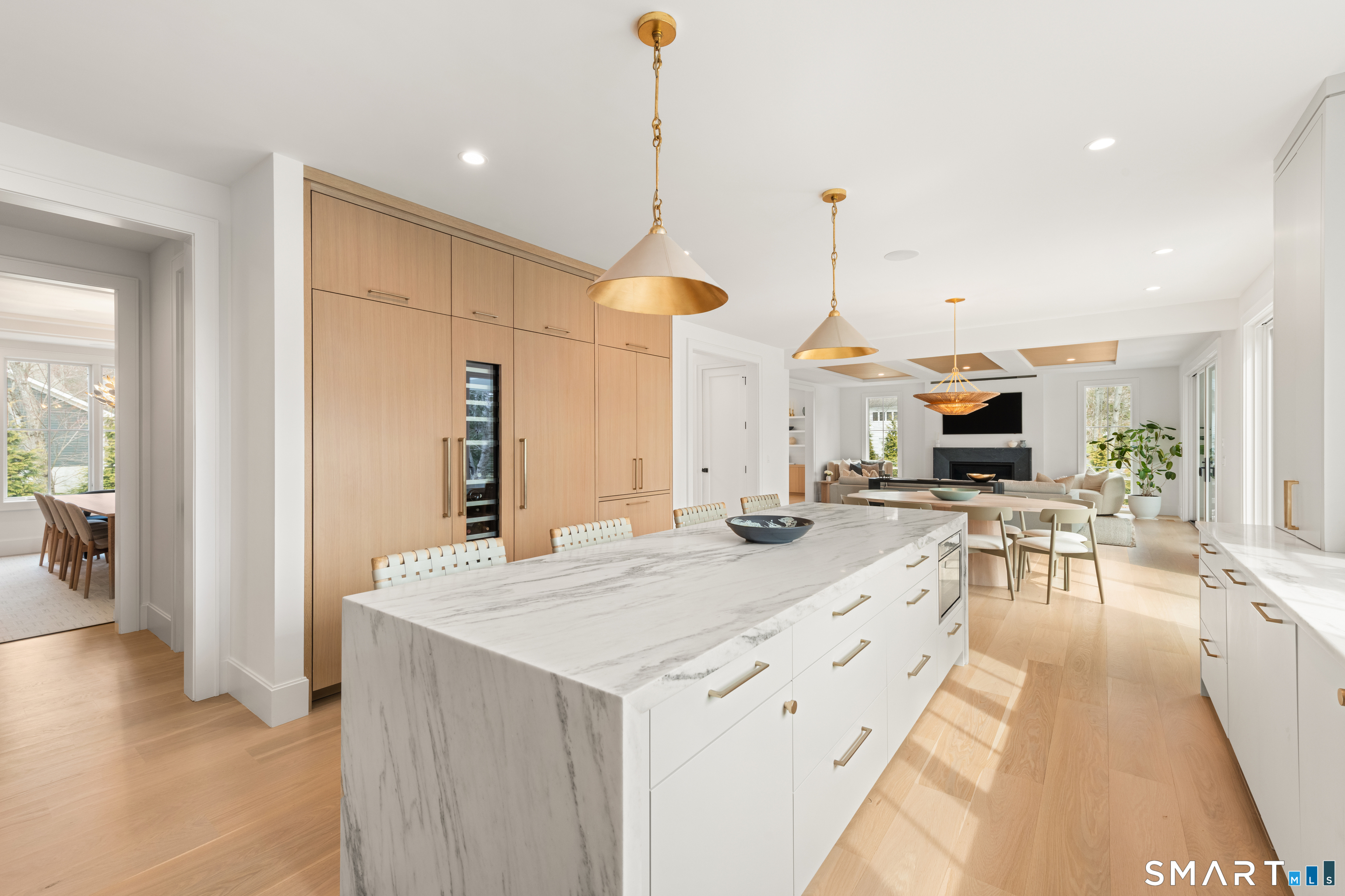 19 Mortar Rock Road Westport, CT 06880 - Photo 11 of 33 a large kitchen with kitchen island a large counter top a sink appliances and cabinets