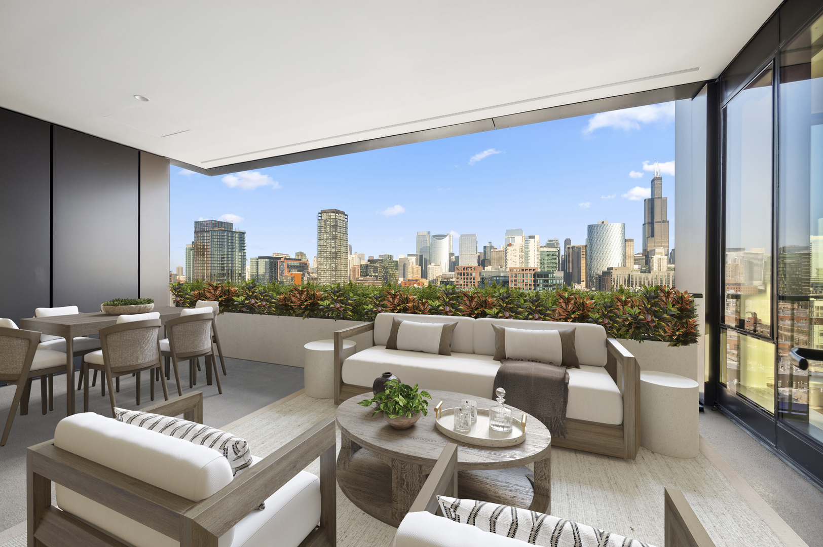 21 North May Street, Unit 1401 Chicago, IL 60607 - Photo 21 of 47 a living room with furniture a rug and a floor to ceiling window